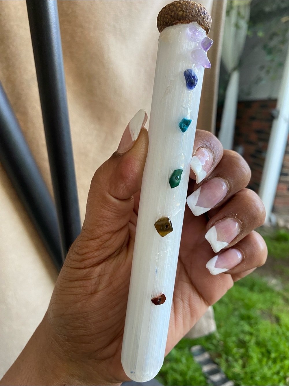 Chakra Crystal Wand with Multicolored Gem Accents